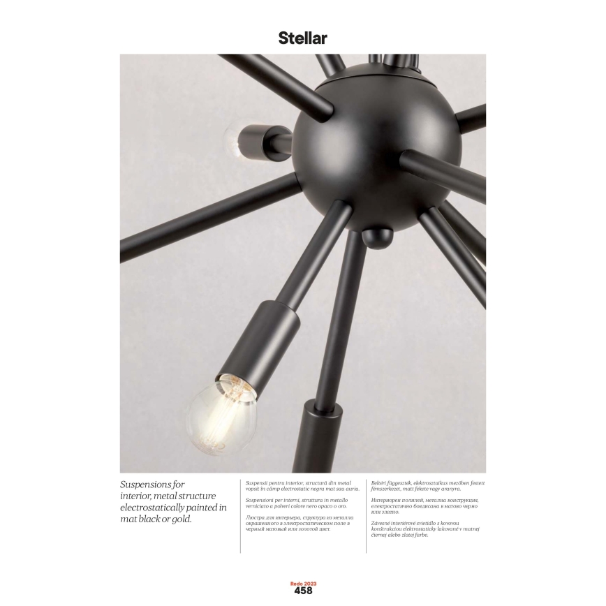 Redo 01-2936 - Pendel STELLAR 18xE14/25W/230V sort