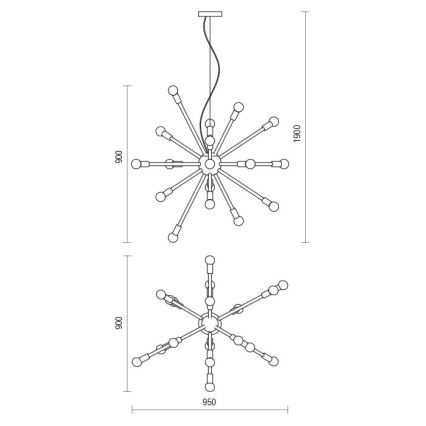 Redo 01-2936 - Pendel STELLAR 18xE14/25W/230V sort