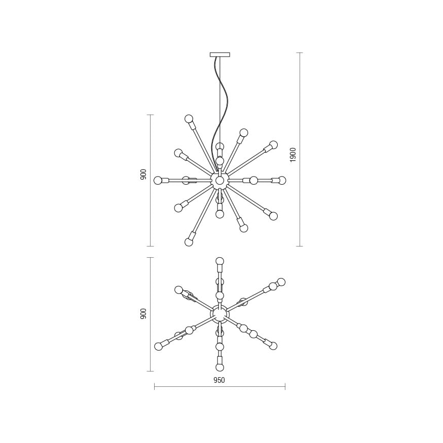 Redo 01-2936 - Pendel STELLAR 18xE14/25W/230V sort