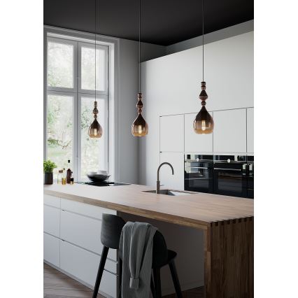 Redo 01-2938 - Pendel med kabel AMBIX 1xE27/42W/230V Ø 18 cm grå