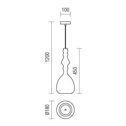 Redo 01-2938 - Pendel med kabel AMBIX 1xE27/42W/230V Ø 18 cm grå