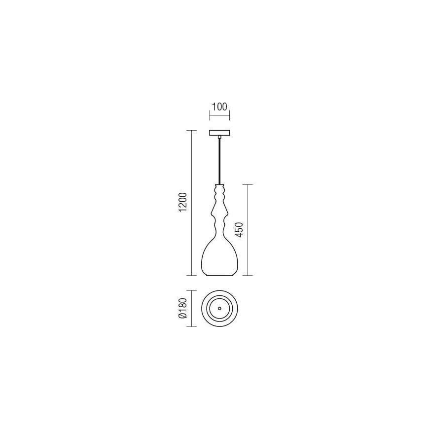Redo 01-2938 - Pendel med kabel AMBIX 1xE27/42W/230V Ø 18 cm grå