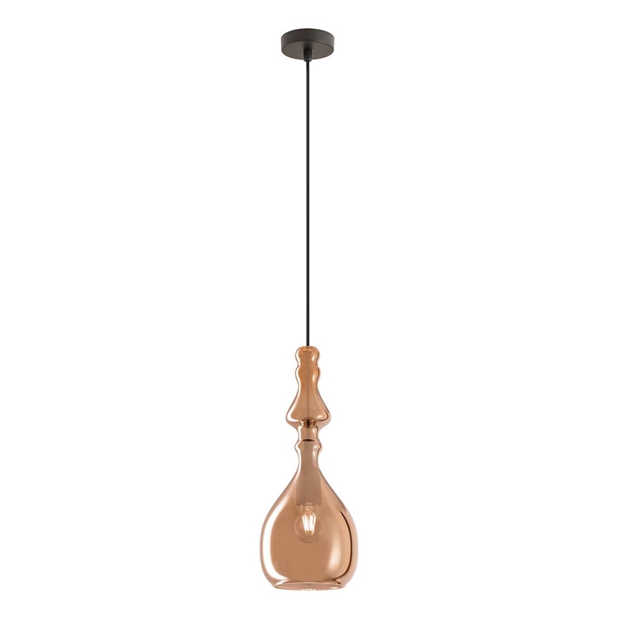 Redo 01-2939 - Pendel på kabel AMBIX 1xE27/42W/230V Ø 18 cm brun