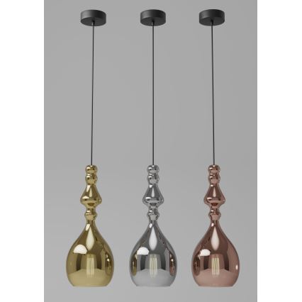 Redo 01-2939 - Pendel på kabel AMBIX 1xE27/42W/230V Ø 18 cm brun