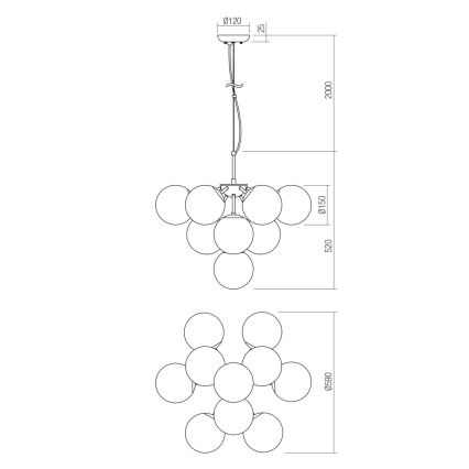 Redo 01-2940 - Pendel AGAPE 10xE14/28W/230V guldfarvet