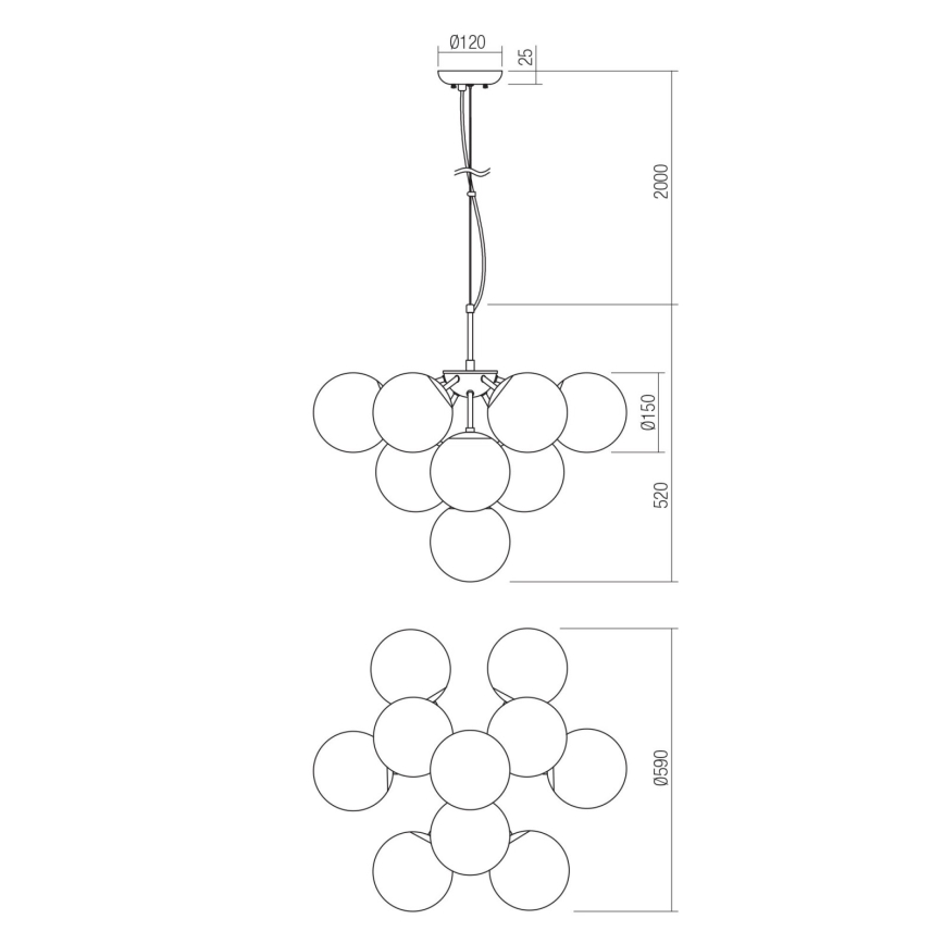 Redo 01-2940 - Pendel AGAPE 10xE14/28W/230V guldfarvet