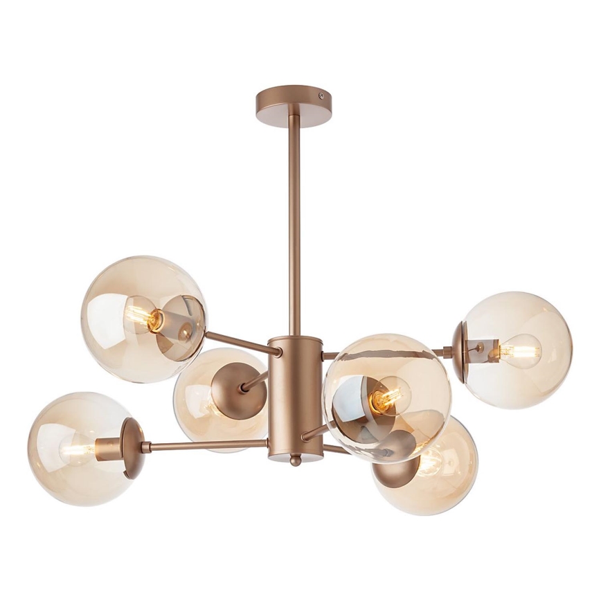 Redo 01-2943 - Pendellampe MUNDI 6xE14/28W/230V kobber