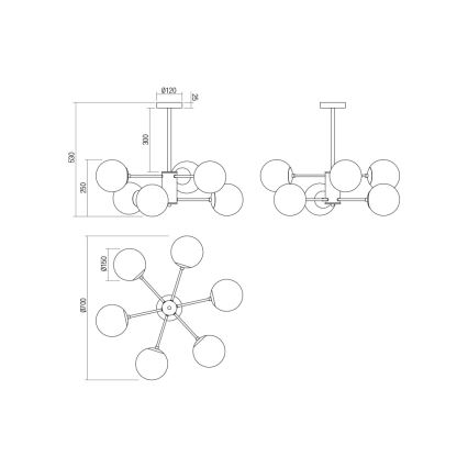Redo 01-2943 - Pendellampe MUNDI 6xE14/28W/230V kobber