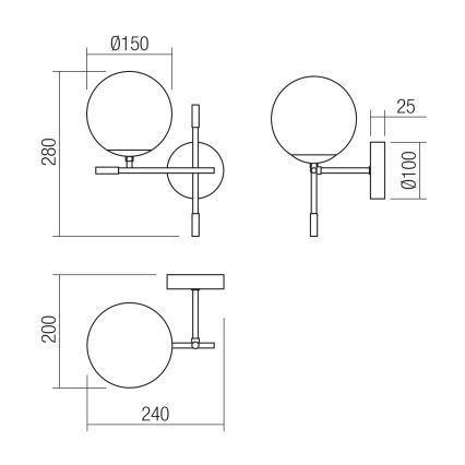 Redo 01-2945 - Væglampe ESSENTIAL 1xE14/28W/230V venstre