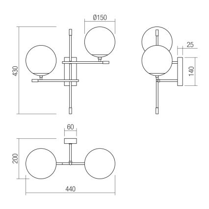 Redo 01-2946 - Væglampe ESSENTIAL 2xE14/28W/230V