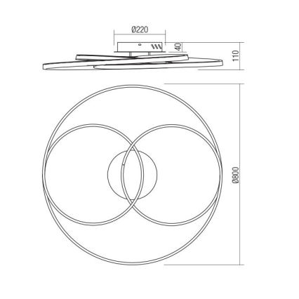 Redo 01-2975 - LED loftlampe CENTRIX LED/92W/230V sort