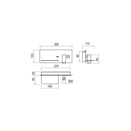 Redo 01-2985 - LED vægspot BROOK LED/8W/230V + LED/3W USB CRI 90 sort venstre