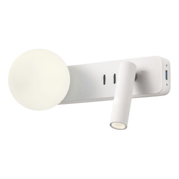 Redo 01-2991 - LED væglampe OASIS LED/3W/230V + 1xG9/10W USB CRI 90 hvid