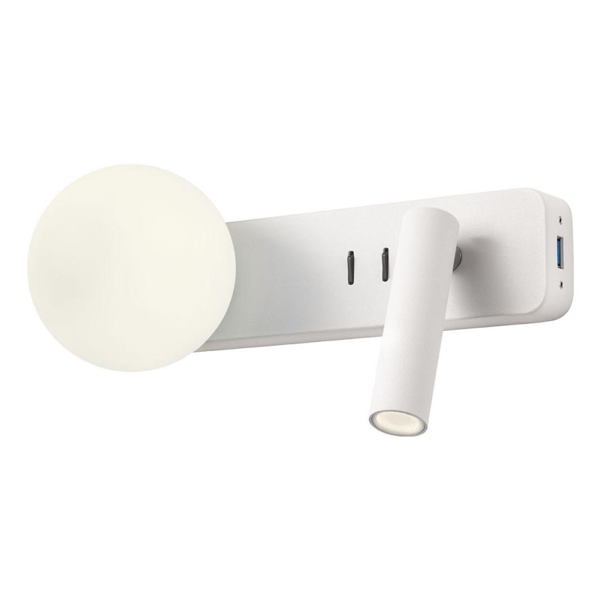 Redo 01-2991 - LED væglampe OASIS LED/3W/230V + 1xG9/10W USB CRI 90 hvid