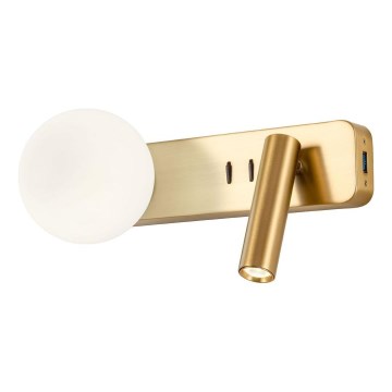 Redo 01-2992 - LED væglampe OASIS LED/3W/230V + 1xG9/10W USB CRI 90 i bronze