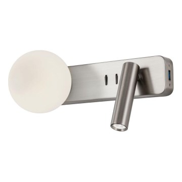 Redo 01-2993 - LED-væglampe OASIS LED/3W/230V + 1xG9/10W USB CRI 90 blank krom