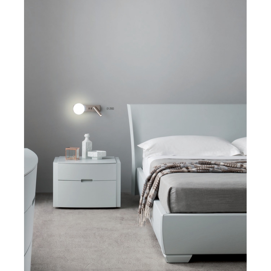 Redo 01-2993 - LED-væglampe OASIS LED/3W/230V + 1xG9/10W USB CRI 90 blank krom