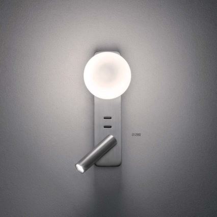 Redo 01-2993 - LED-væglampe OASIS LED/3W/230V + 1xG9/10W USB CRI 90 blank krom
