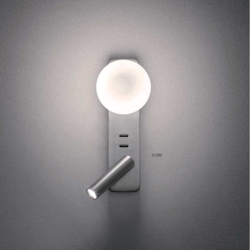 Redo 01-2993 - LED-væglampe OASIS LED/3W/230V + 1xG9/10W USB CRI 90 blank krom