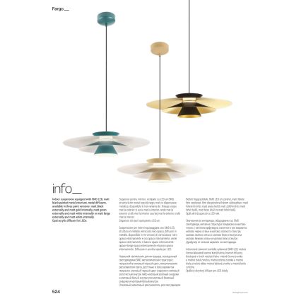 Redo 01-3003 - LED-pendel på wire FARGO LED/16,5W/230V CRI 90 Ø 50 cm beige/hvid