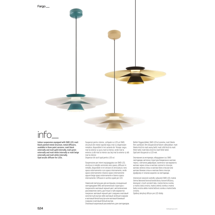 Redo 01-3003 - LED-pendel på wire FARGO LED/16,5W/230V CRI 90 Ø 50 cm beige/hvid