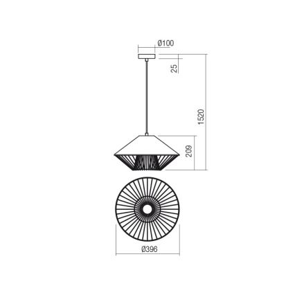 Redo 01-3004 - Kabelpendel GRILL 1xE27/42W/230V Ø 39,6 cm sort/hvid