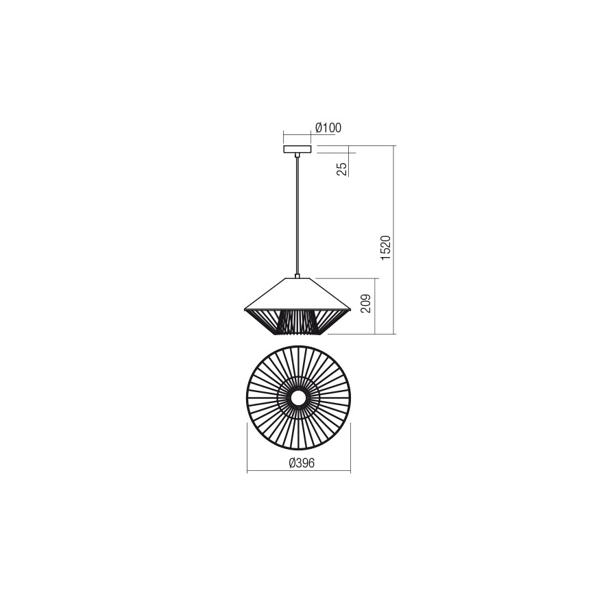 Redo 01-3006 - Pendel på ledning GRILL 1xE27/42W/230V Ø 39,6 cm sort/turkis