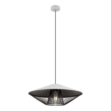 Redo 01-3008 - Pendel med wire GRILL 1xE27/42W/230V Ø 49,5 cm sort/hvid
