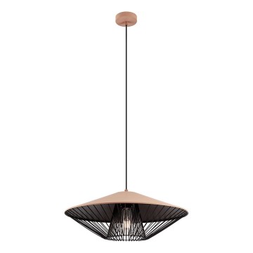 Redo 01-3009 - Pendel på kabel GRILL 1xE27/42W/230V Ø 49,5 cm sort/brun