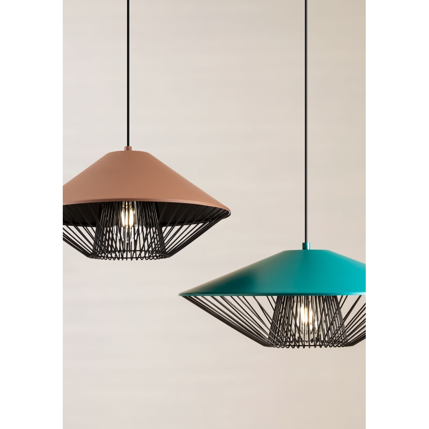 Redo 01-3009 - Pendel på kabel GRILL 1xE27/42W/230V Ø 49,5 cm sort/brun