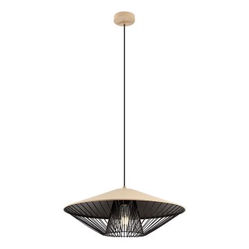 Redo 01-3011 - Pendel på ledning GRILL 1xE27/42W/230V Ø 49,5 cm sort/beige