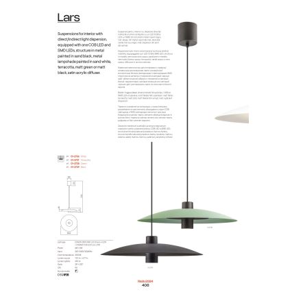 Redo 01-3020 - LED-lysekrone på wire LARS LED/14W/230V + LED/10W Ø 60 cm CRI 90 orange