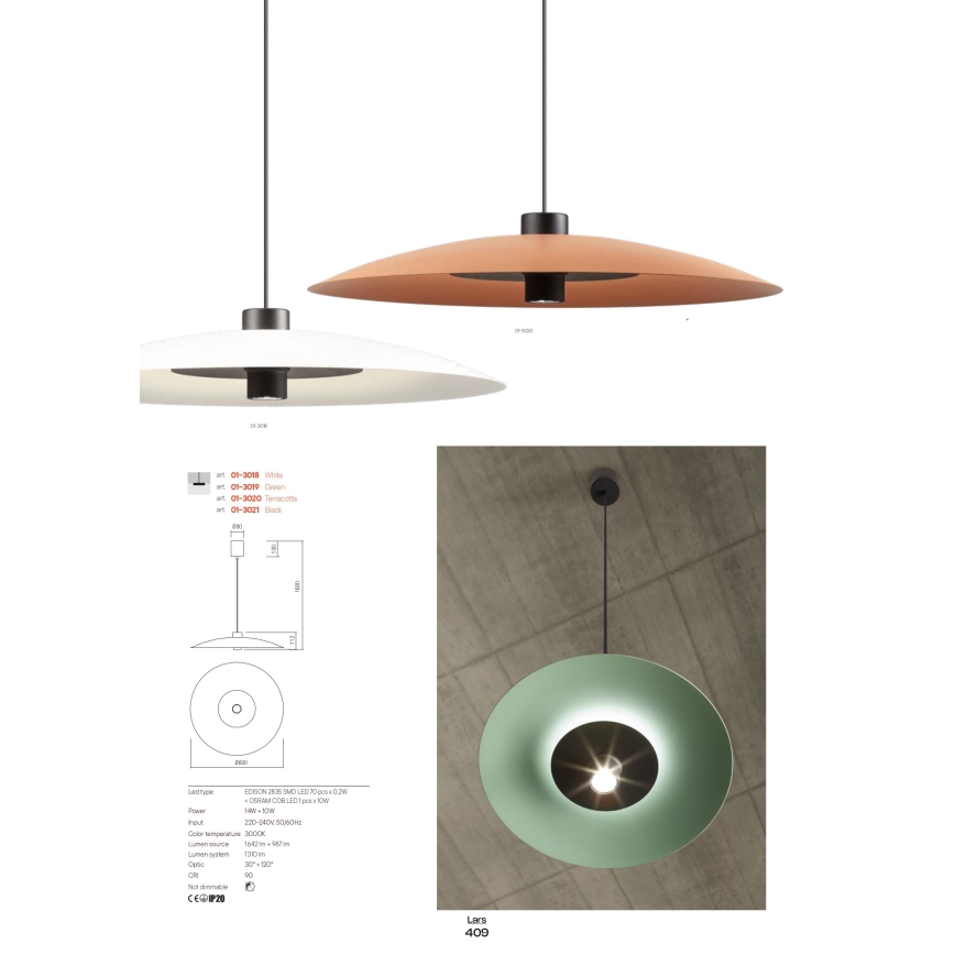 Redo 01-3021 - LED-pendel med wireophæng LARS, LED 14W/230V + LED 10W pr. 60 cm, CRI 90, sort