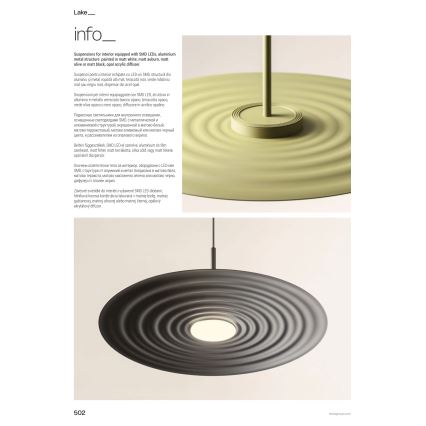 Redo 01-3045 - LED-lysekrone på wire LAKE LED/13W/230V CRI 90 Ø 50 cm orange