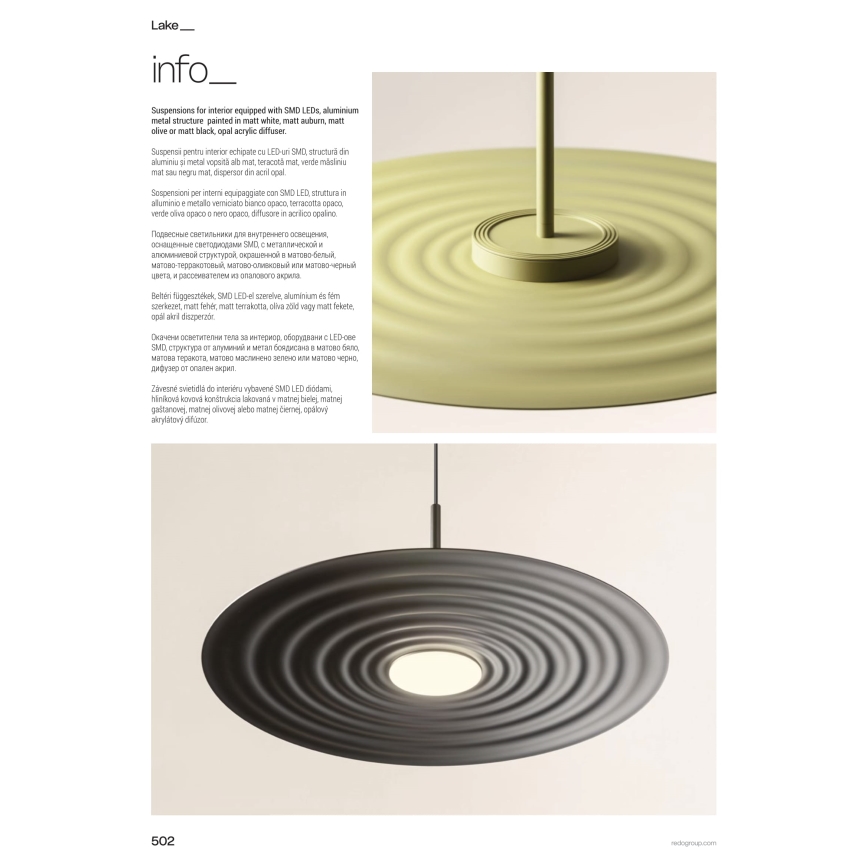 Redo 01-3047 - LAKE LED pendel på wire LED/13W/230V CRI 90 Ø 50 cm sort