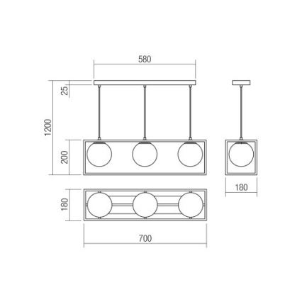 Redo 01-3057 - Pendel ZODIAC 3xE14/28W/230V