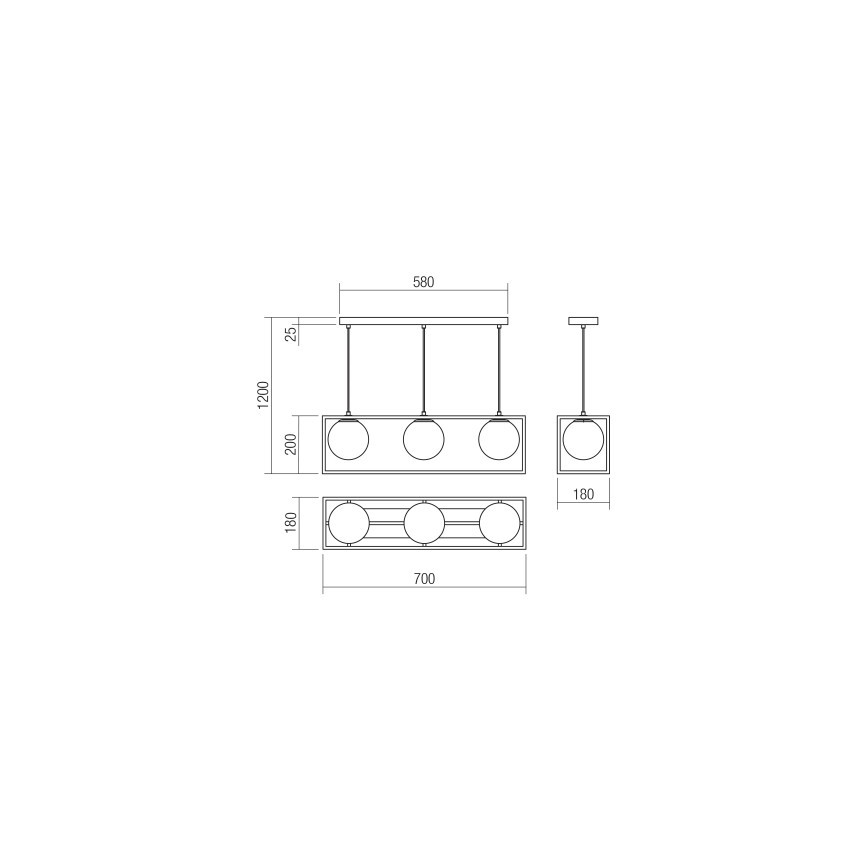 Redo 01-3057 - Pendel ZODIAC 3xE14/28W/230V