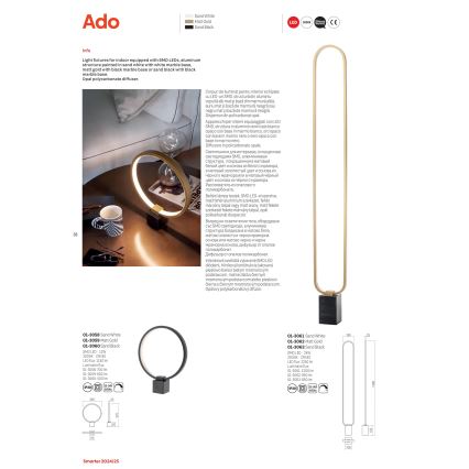 Redo 01-3063 - LED gulvlampe dæmpbar ADO LED/24W/230V sort