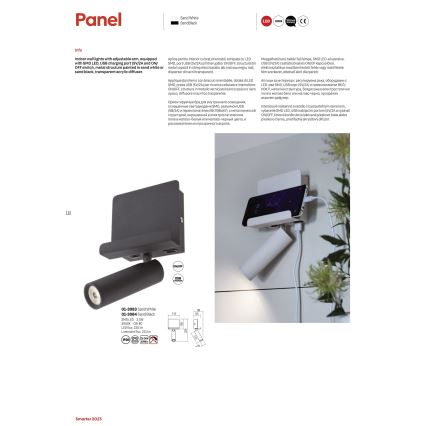 Redo 01-3083 - LED vægspot PANEL LED/3,5W/230V USB hvid