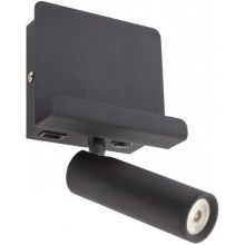 Redo 01-3084 - LED vægspot PANEL LED/3,5W/230V USB sort