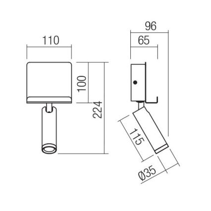 Redo 01-3084 - LED vægspot PANEL LED/3,5W/230V USB sort