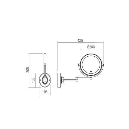Redo 01-3087 - LED kosmetikspejl m. touch-funktion dæmpbar SELFIE LED/7W/230V 3000/4000/6000K hvid