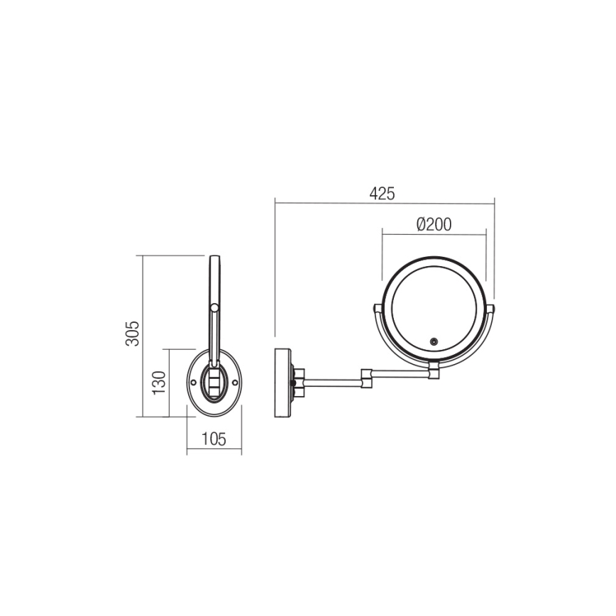 Redo 01-3088 - LED kosmetikspejl m. touch-funktion dæmpbar SELFIE LED/7W/230V 3000/4000/6000K sort