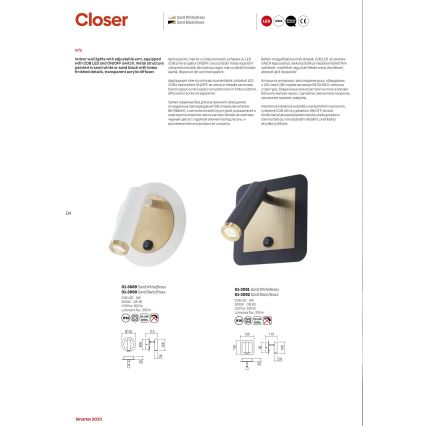 Redo 01-3090 - LED vægspot CLOSER LED/6W/230V sort