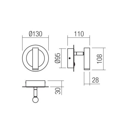 Redo 01-3090 - LED vægspot CLOSER LED/6W/230V sort