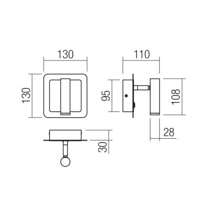 Redo 01-3092 - LED vægspot CLOSER LED/6W/230V sort