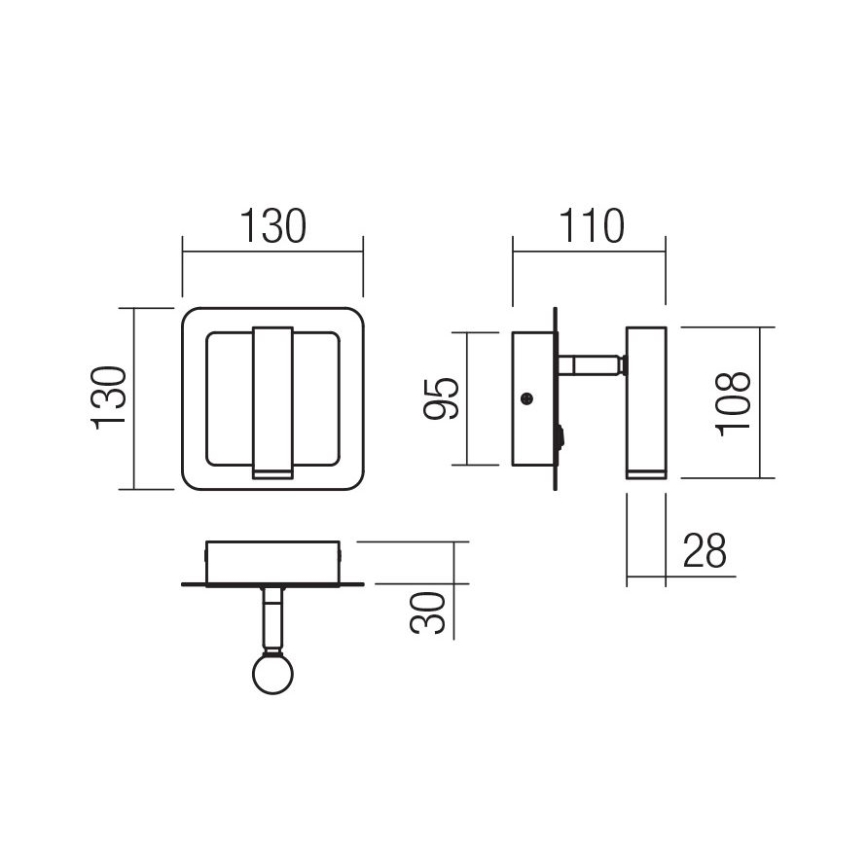 Redo 01-3092 - LED vægspot CLOSER LED/6W/230V sort
