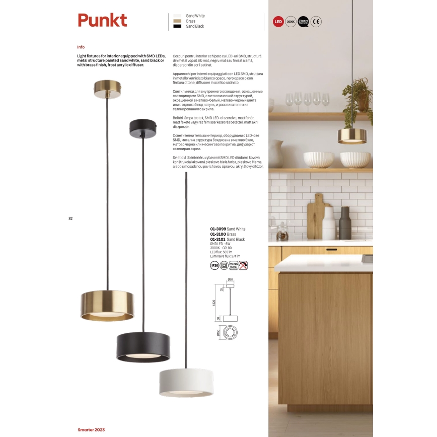 Redo 01-3101 - LED pendel PUNKT LED/6W/230V diameter 15 cm sort