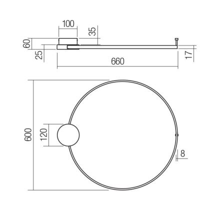 Redo 01-3103 - LED væglampe ATOM LED/20W/230V diameter 60 cm