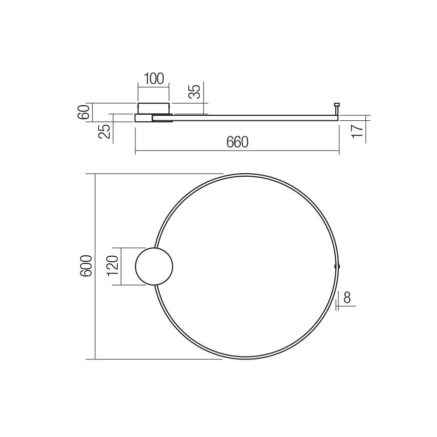 Redo 01-3103 - LED væglampe ATOM LED/20W/230V diameter 60 cm